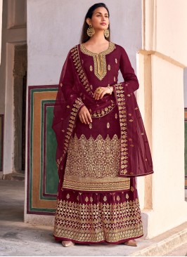 Fashionable Maroon Designer Salwar Kameez