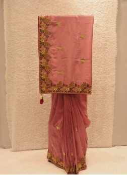 Fashionable Pink Dola Silk Saree For Wedding