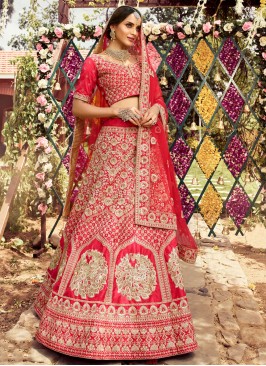 Fashionable Resham Raw Silk Lehenga Choli