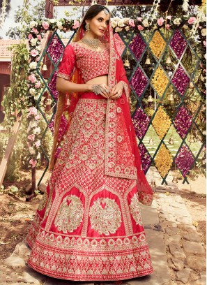 Fashionable Resham Raw Silk Lehenga Choli