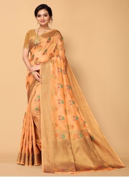 Fashionable Zari Organza Traditional Saree