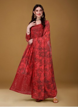Faux Georgette Multi Colour Floor Length Gown