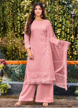 Faux Georgette Pink Trendy Salwar Kameez