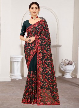 Faux Georgette Resham Designer Saree in Morpeach 