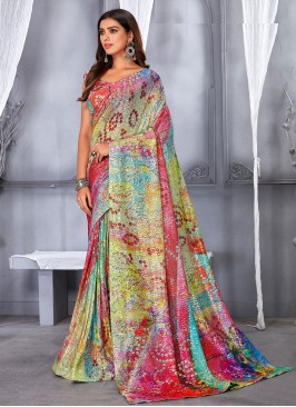 Festal Net Embroidered Multi Colour Classic Saree