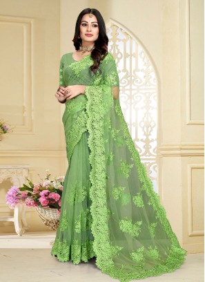 Festal Net Green Resham Classic Saree