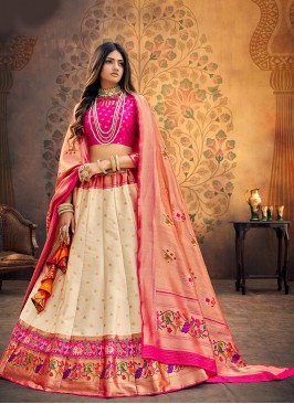 Festive Function Wear Cream Color Designer Lehenga Choli