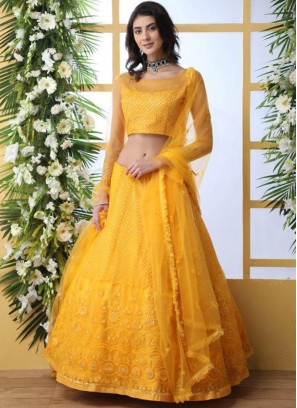 Festive Function Wear Designer Lehenga Choli In Yellow Color