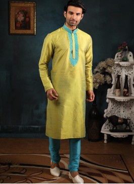 Festive Function Wear Green Color Banarasi Art Silk Kurta Pajama