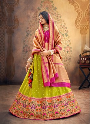 Festive Function Wear Green Color Designer Lehenga Choli