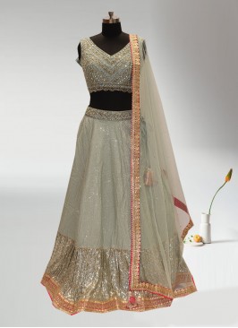 Festive Function Wear Green Color Designer Lehenga Choli