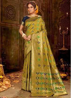 Festive Function Wear Green Color Silk Saree
