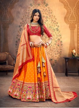 Festive Function Wear Orange Color Designer Lehenga Choli