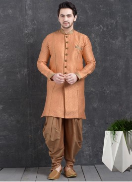 Festive Function Wear Orange Color Indo Western Ku