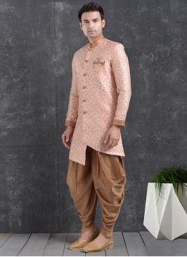 Festive Function Wear Pink Color Indo Western Kurta Pajama