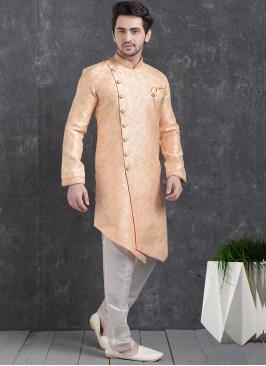 Festive Function Wear Pink Color Indo Western Kurta Pajama