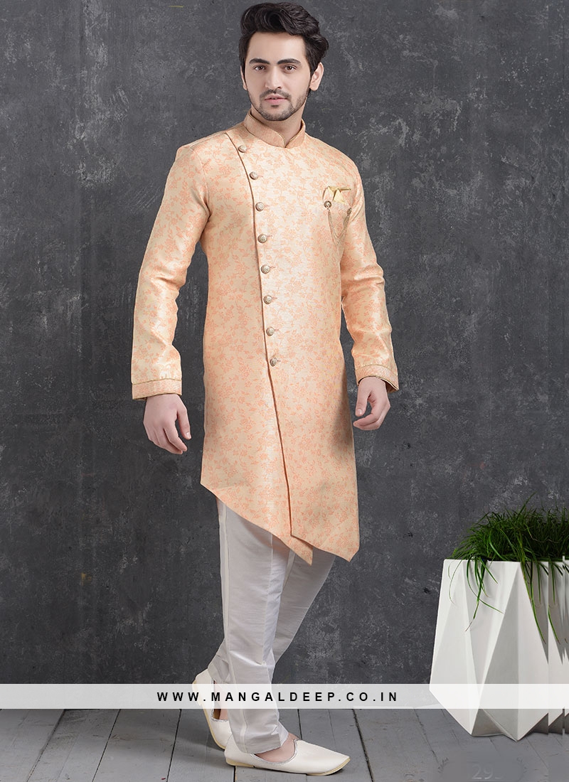 Festive Function Wear Pink Color Indo Western Kurta Pajama