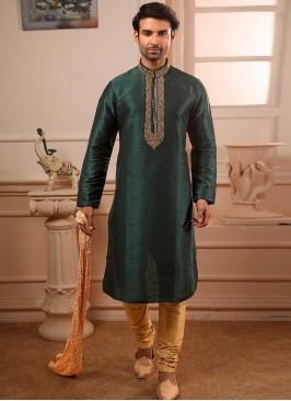 Festive Function Wear Teal Color Banarasi Art Silk Kurta Pajama