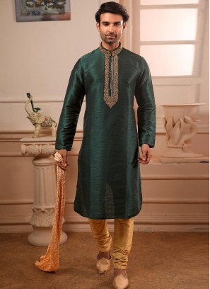 Festive Function Wear Teal Color Banarasi Art Silk Kurta Pajama
