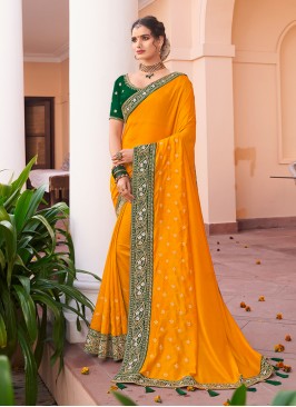 Festive Function Wear Yellow Color Silk Saree