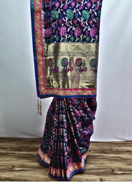 Festive Purple Kanjivaram Silk Saree For Wedding
