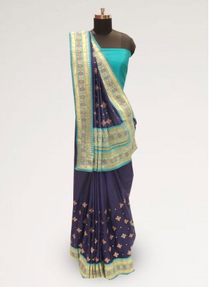 Festive Wear Designer Saree In Lovely Blue Color