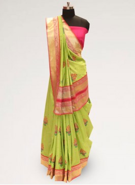 Festive Wear Designer Saree In Lovely Green Color