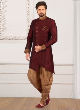 Festive Wear Semi Indo Suit In Maroon