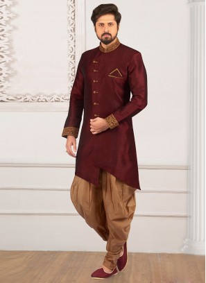Festive Wear Semi Indo Suit In Maroon