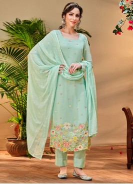 Fetching Aqua Blue Mehndi Trendy Salwar Kameez