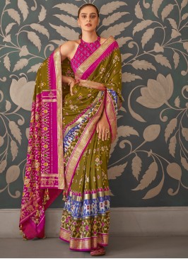 Fetching Patola Silk  Print Green Designer Saree