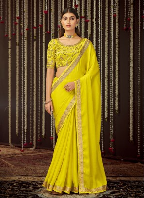 Fetching Yellow Zari Designer Saree