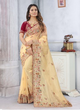 Fine Organza Mehndi Classic Designer Saree