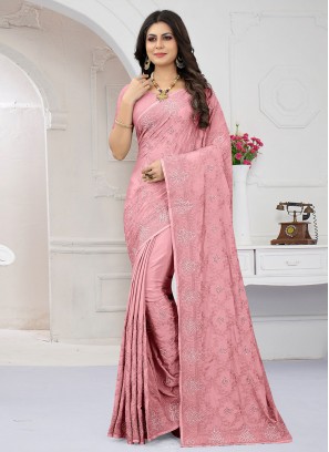 Fine Pink Wedding Contemporary Saree