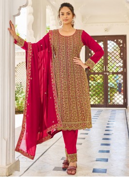 Fine Red Trendy Salwar Suit