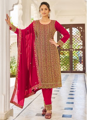 Fine Red Trendy Salwar Suit