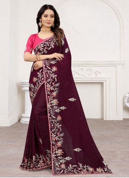 Fine Wine Resham Traditional Designer Saree