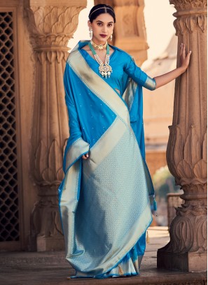 Firozi Banarasi Silk Saree