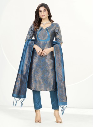 Firozi Banarasi Silk Trendy Suit