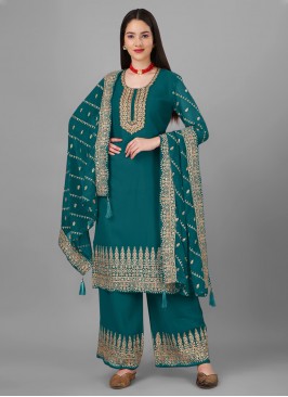 Firozi Embroidered Faux Georgette Trendy Salwar Kameez