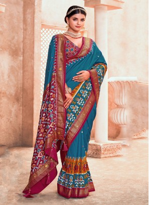 Firozi Party Cotton Silk Classic Saree