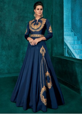 Flamboyant Embroidered Silk Trendy Gown