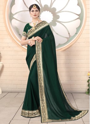 Flamboyant Green Silk Classic Designer Saree