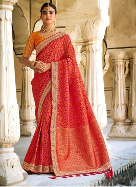 Flattering Embroidered Fancy Fabric Designer Saree