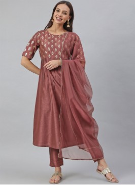 Flattering Poly Silk Festival Readymade Suit