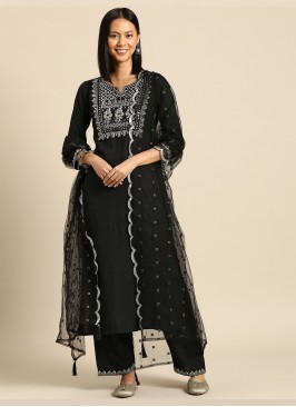 Flattering Rayon Black Anarkali Salwar Kameez