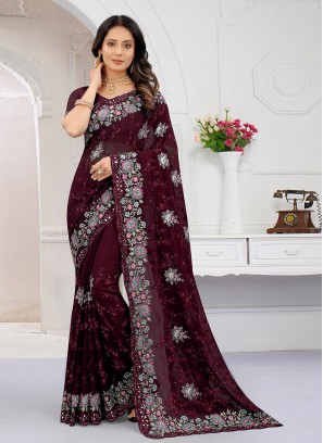 Flattering Zircon Georgette Contemporary Saree