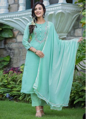 Flawless Embroidered Sea Green Trendy Salwar Kameez