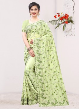 Flawless Green Silk Designer Saree