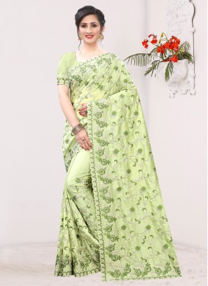 Flawless Green Silk Designer Saree